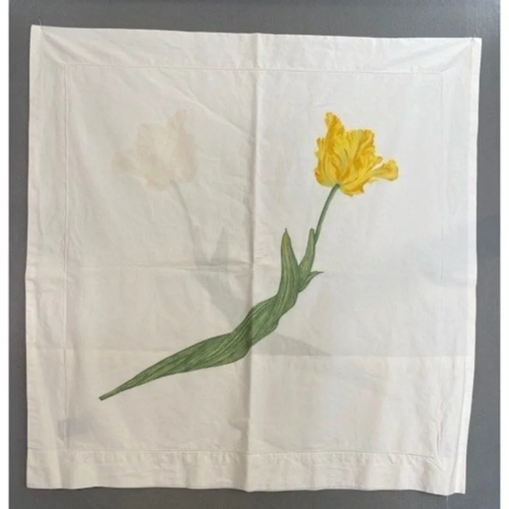 Yves Delorme AVRIL Yellow Parrot Tulip White Cotton Pillow Sham 28